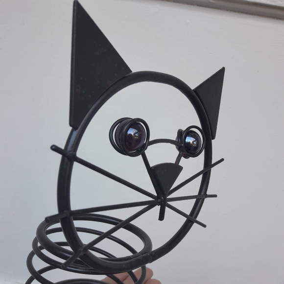 Spooky Wrought Iron Cat w/Marble Glass Eyes - Picture 13 of 14